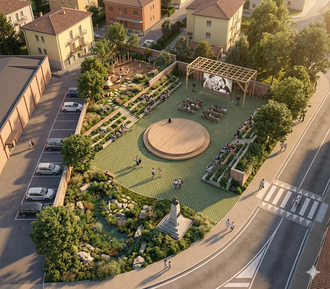 Schizzo progettuale de La Piazza Verde