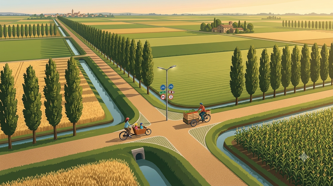 Illustration d'une aire de croisement sur la piste cyclable